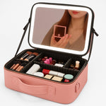 Organizador de maquillaje portátil con espejo led