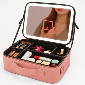 Organizador de maquillaje portátil con espejo led