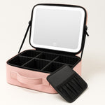 Organizador de maquillaje portátil con espejo led